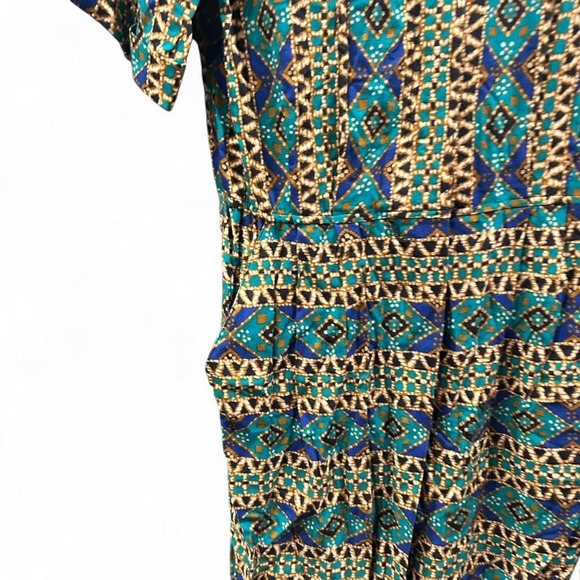 Women's retro Green and blue 80s funky‎ dress by Lady Carol NY size 6 - Picture 3 of 6